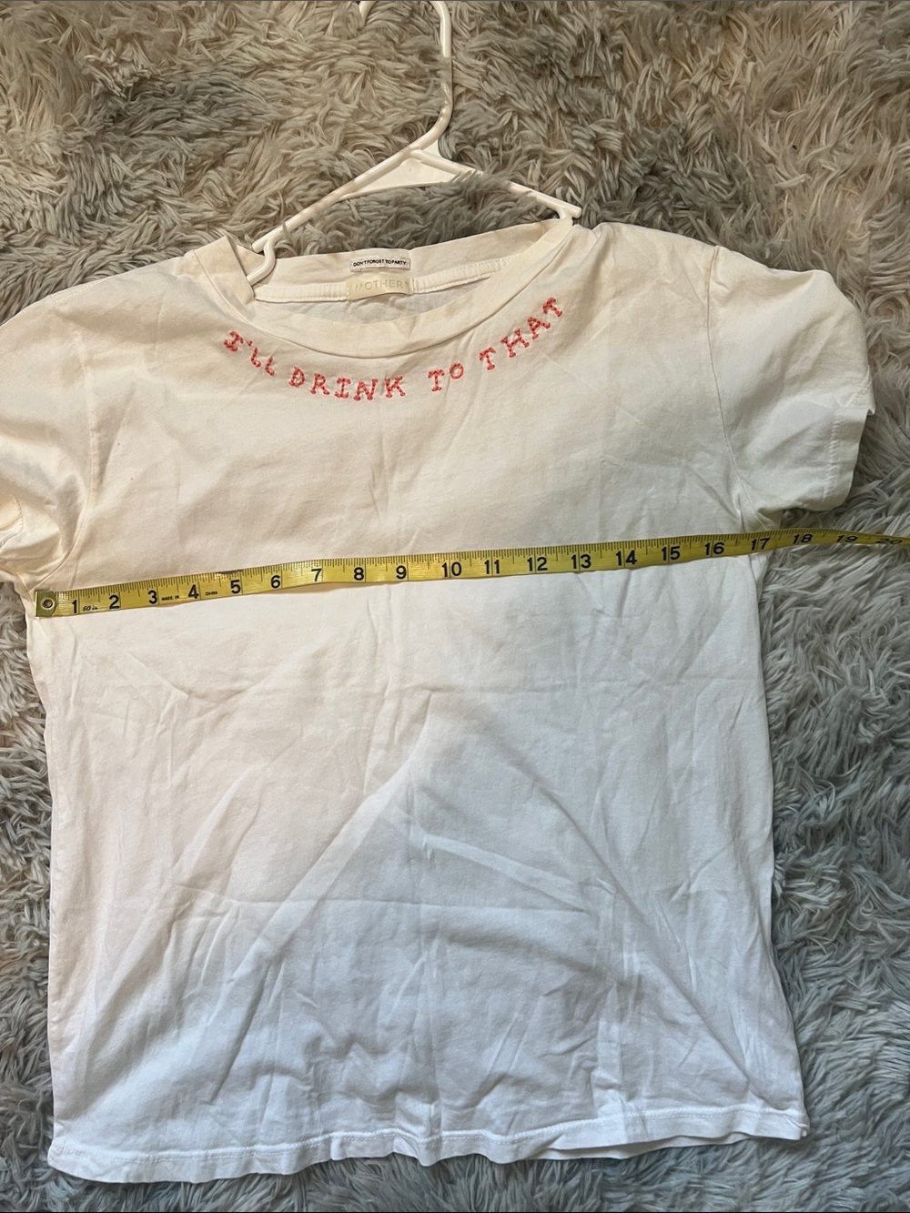 MOTHER White Tee with Red Neckline Embroidery - Picture 5 of 11